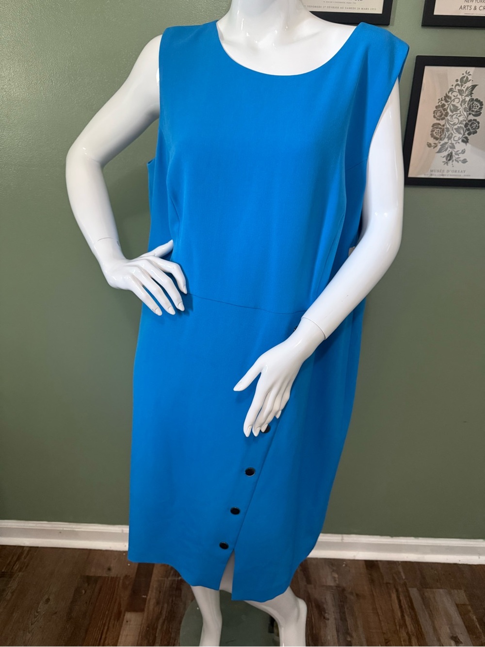 Kasper Vibrant Blue Sleeveless Asymmetrical Shift Dress